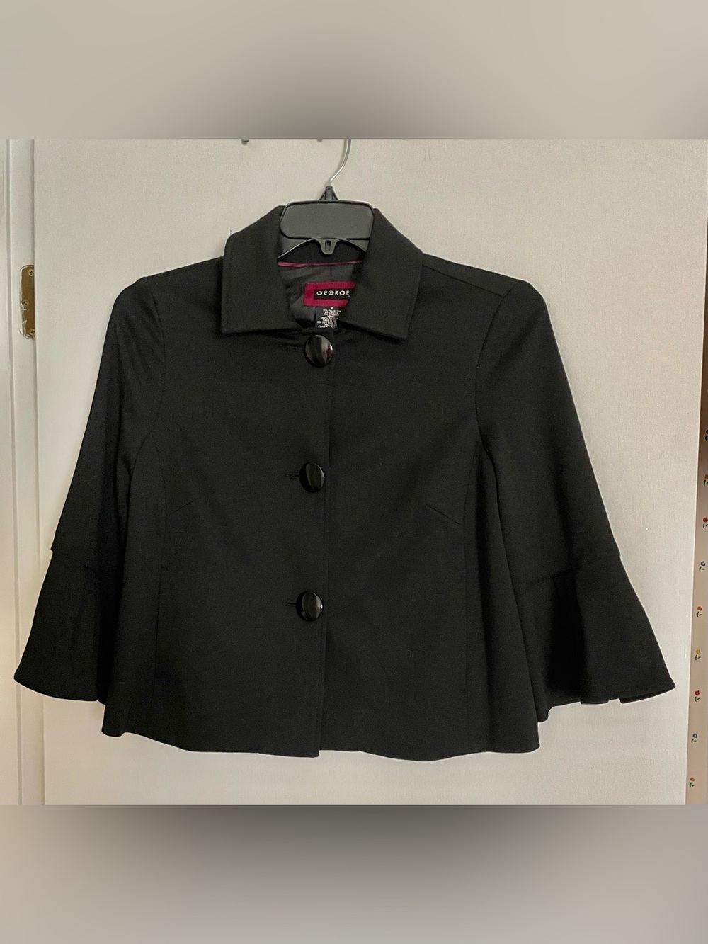 George Black Cropped Blazer with Bell Sleeves